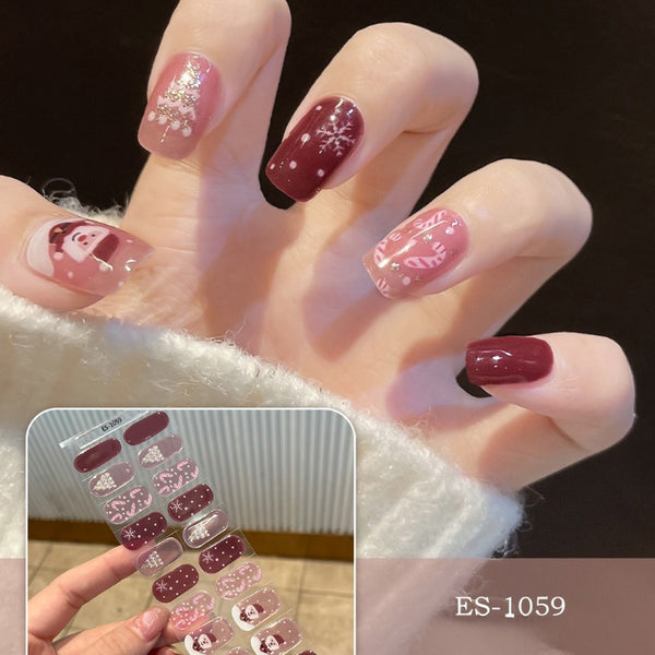 2026 New Christmas Gel Nail Sticker Lighting Harden Semi-Curing Nail Sticker