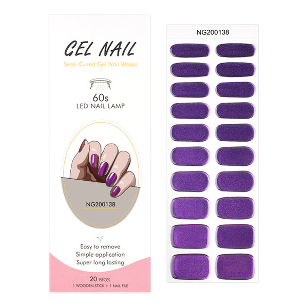 Semicured UV gel nail sticker kit Glitter Purple