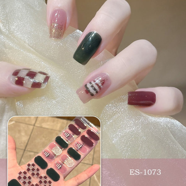 2026 New Christmas Gel Nail Sticker Lighting Harden Semi-Curing Nail Sticker
