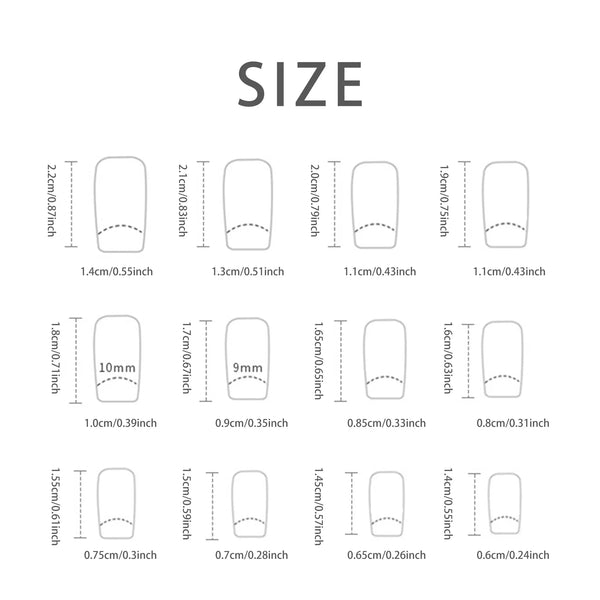 24 PCs Short French Gradient Love Nails