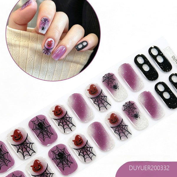 2026 New Christmas Gel Nail Sticker Lighting Harden Semi-Curing Nail Sticker