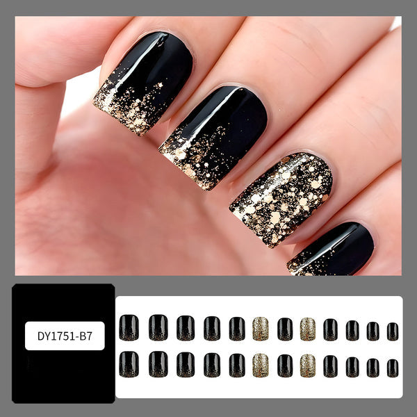 Golden glitter manicure