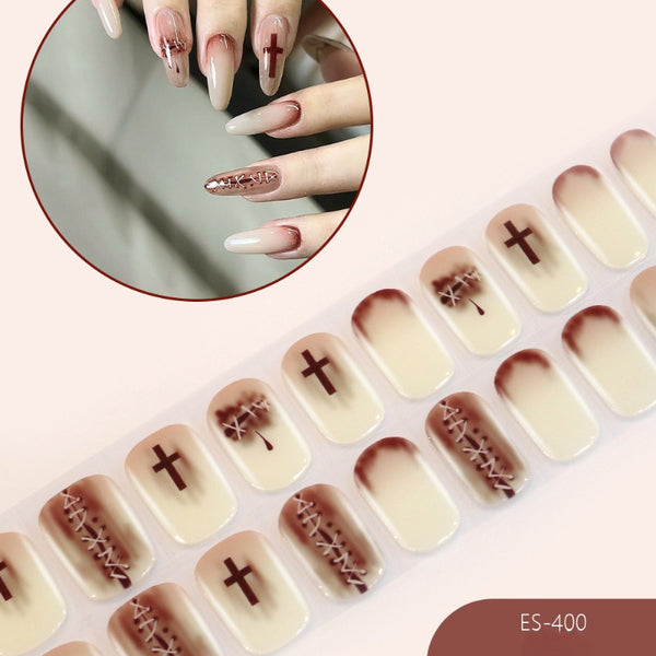 2026 New Christmas Gel Nail Sticker Lighting Harden Semi-Curing Nail Sticker
