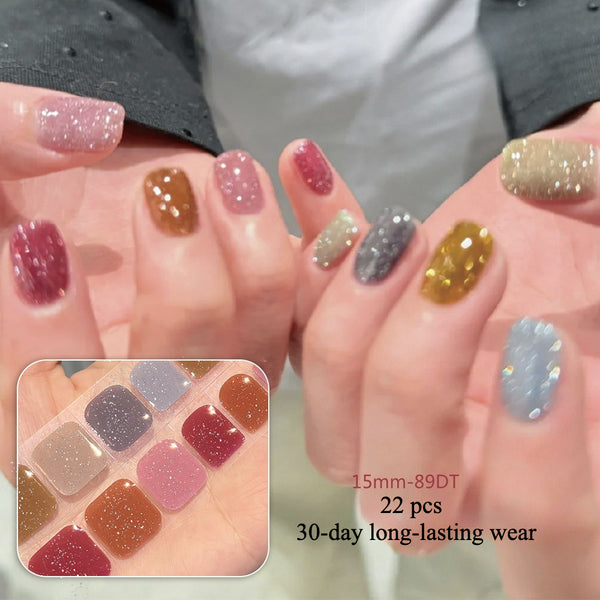 Semi-cured gel uv strips short nails 89DT