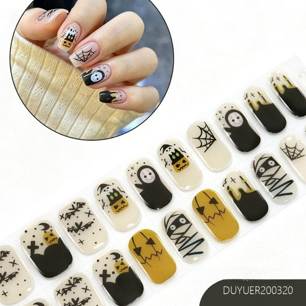 2026 New Christmas Gel Nail Sticker Lighting Harden Semi-Curing Nail Sticker