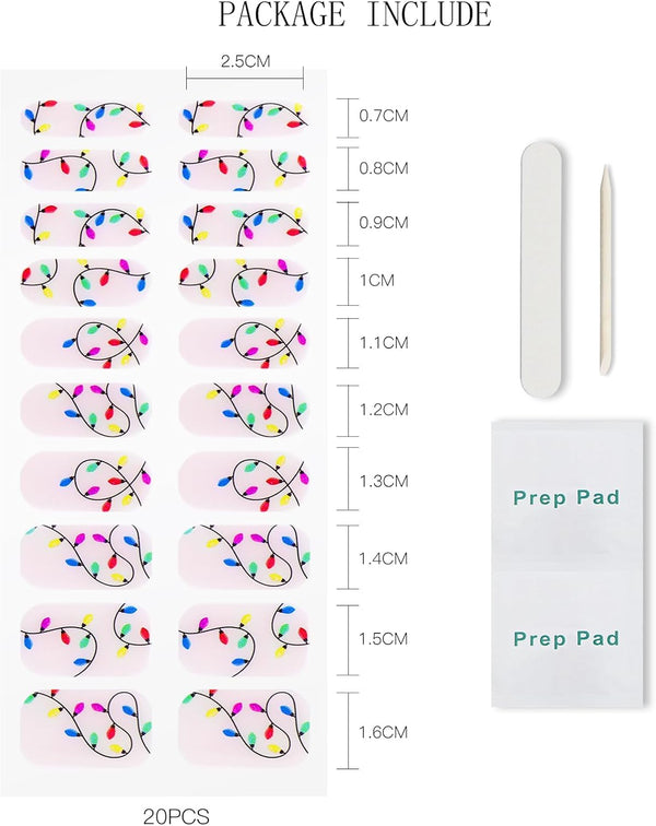 Christmas Light Semi Cured Gel Nail Strips