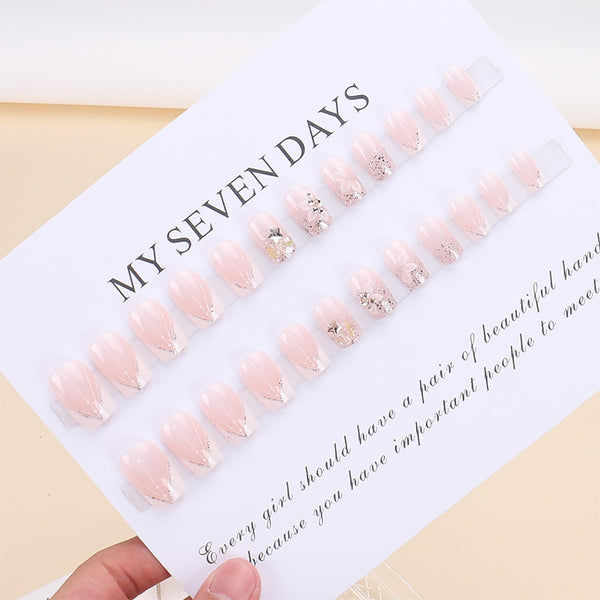 24pcs/Set Press On Nails Flower with Star Design