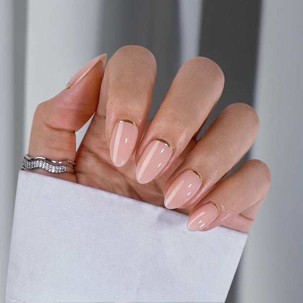 32pcs/Set Press On Nails Gold End