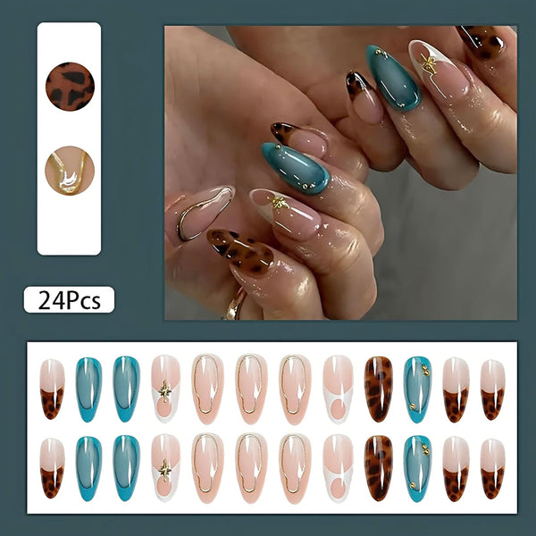 32pcs/Set Press On Nails Leopard Pattern