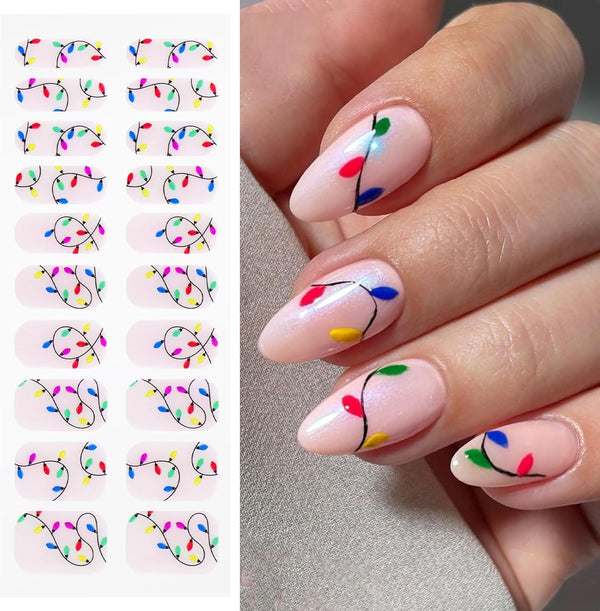 Christmas Light Semi Cured Gel Nail Strips