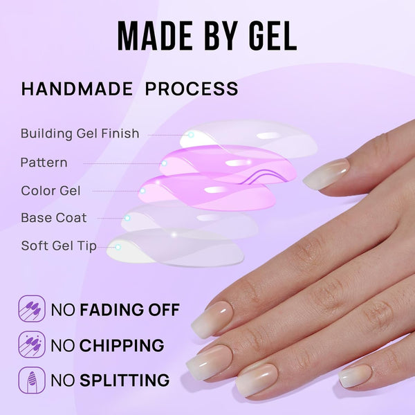 24pcs/Set Press On Nails Ombre