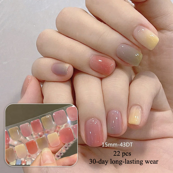 Semi-cured gel uv strips short nails 43DT