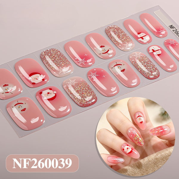 Christmas gel manicure sticker semi-cured
