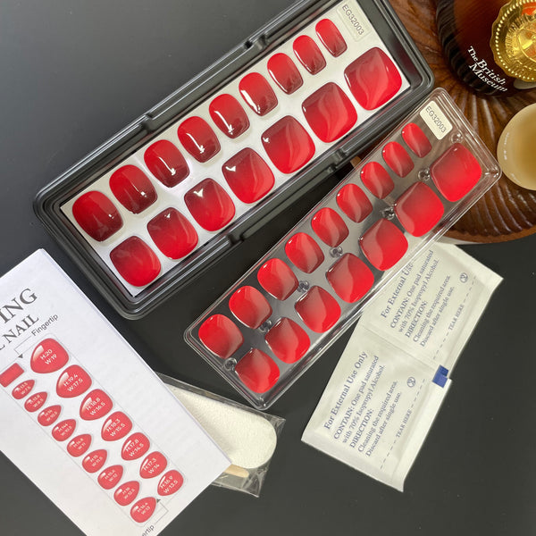 Black Red Ombre|32 Pcs Soft Gel Press-On Nails Real Gel Nail Extensions