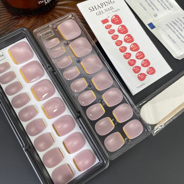 Gold French|32 Pcs Soft Gel Press-On Nails Real Gel Nail Extensions