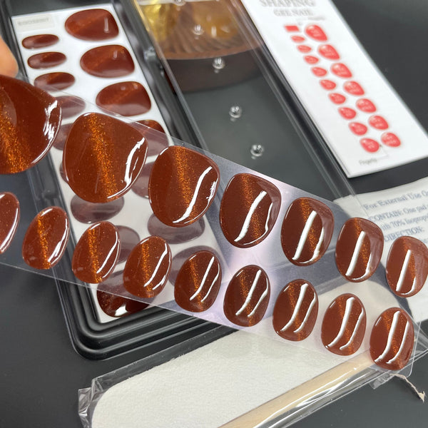 Brown Cat Eye|32 Pcs Soft Gel Press-On Nails Real Gel Nail Extensions