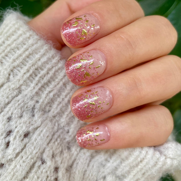 UV-free gel nail Red Glitter