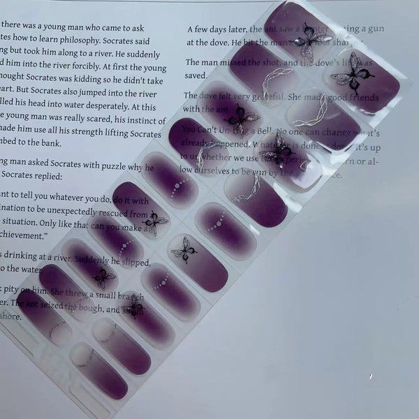 UV Gel Sticker semi-cured Purple Butterfly