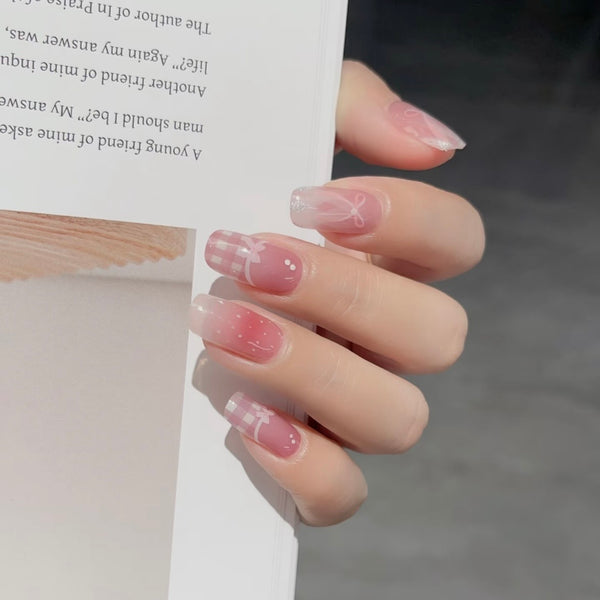 UV Gel Sticker Semi-cured Ballet Bow Gingham