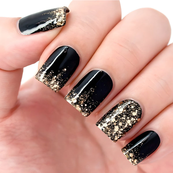 Golden glitter manicure