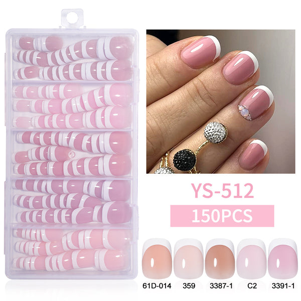 Five-color rectangular almond manicure 150 pieces