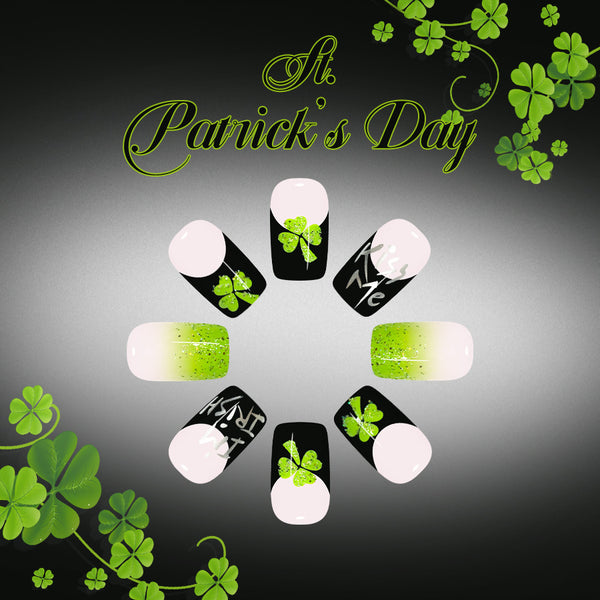 St. Patrick's Day Black French Green Clover