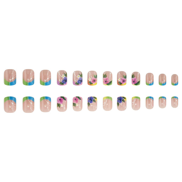 24 pieces short square flower nail patch