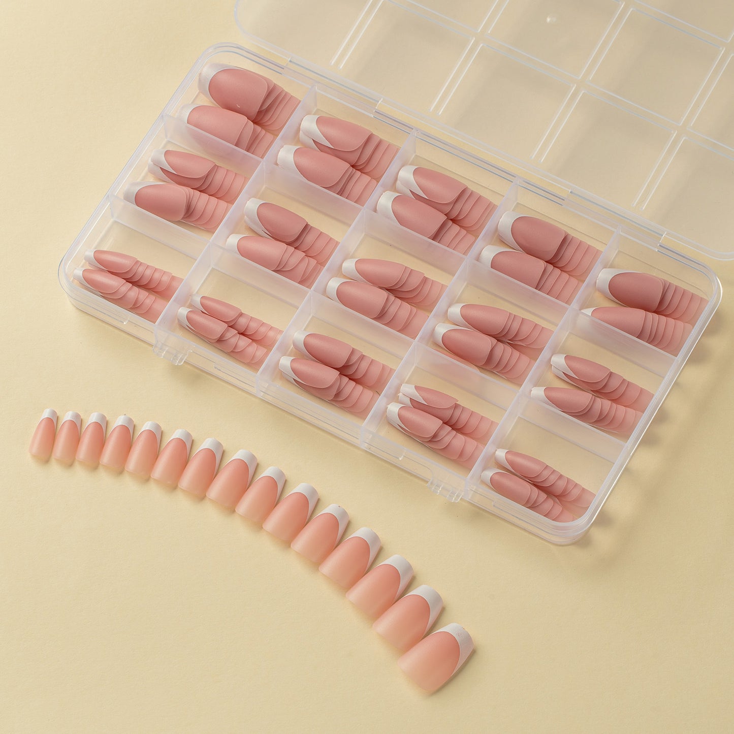 150 pieces seamless matte French fake nail