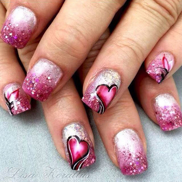 Valentine's Day Pink White Glitter