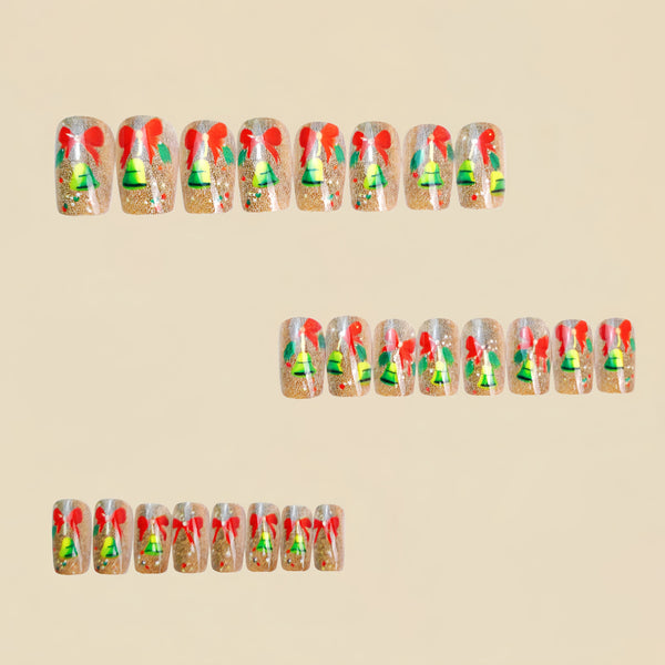 Square Christmas series fake nails