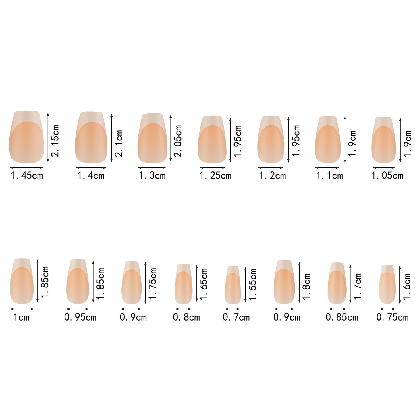150 pieces seamless matte French fake nail