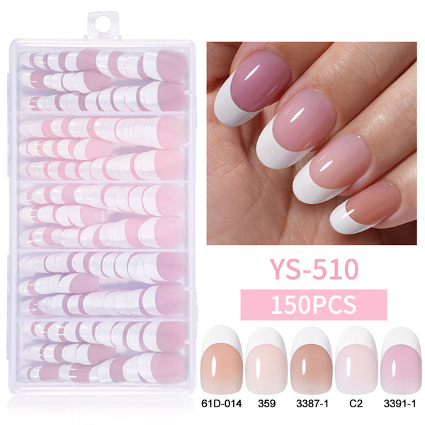 Five-color rectangular almond manicure 150 pieces