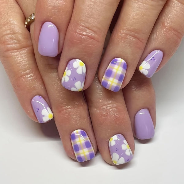 Plaid floral violet frais