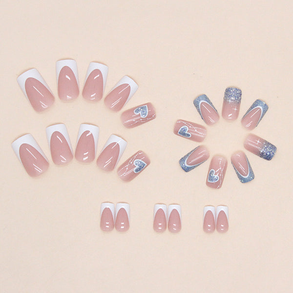 24pcs-set-press-on-nails W739 Love Glitter