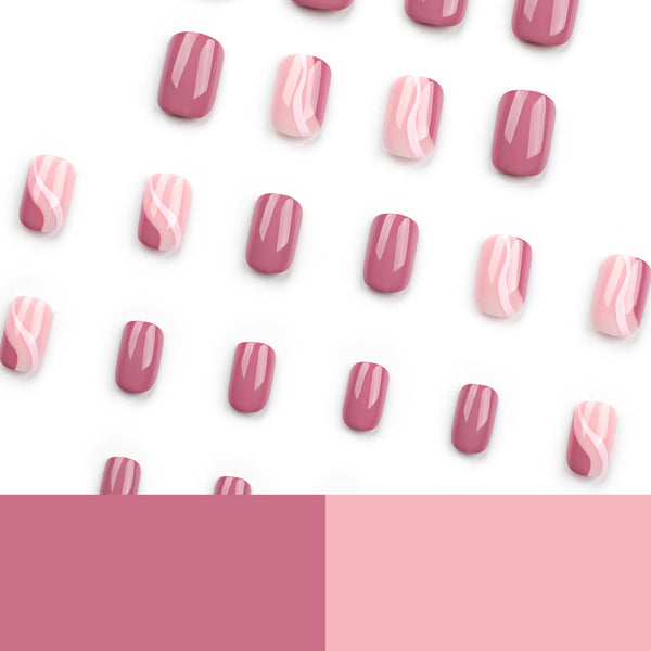 Glossy Pink Short Square Press on Nails