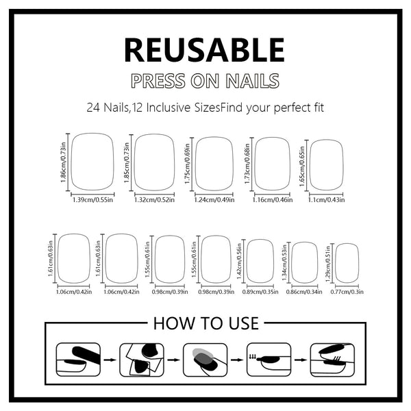 12 sizes/24 pcs press on nail