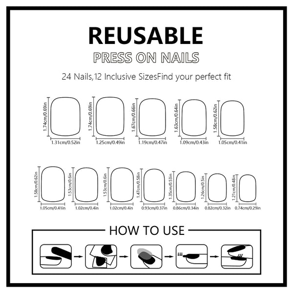 12 sizes/24 pcs press on nail