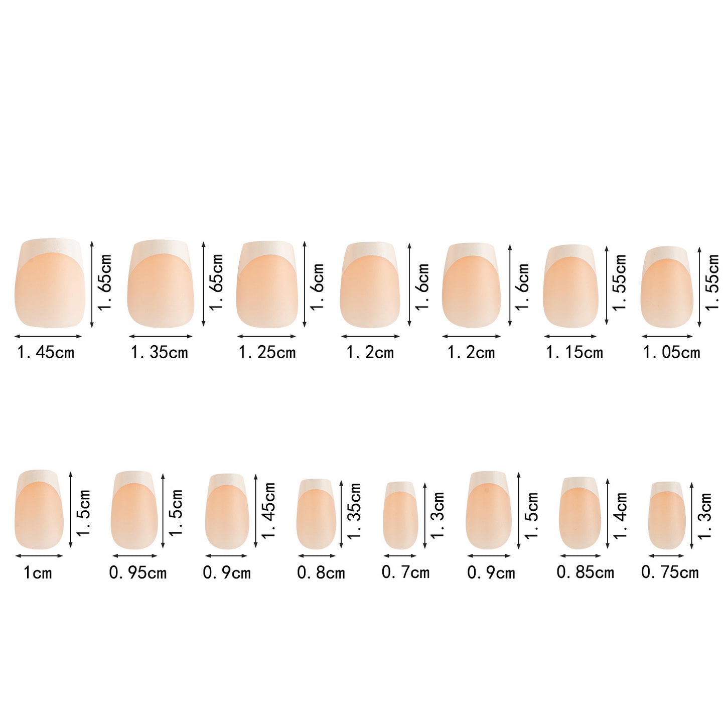 150 pieces seamless matte French fake nail