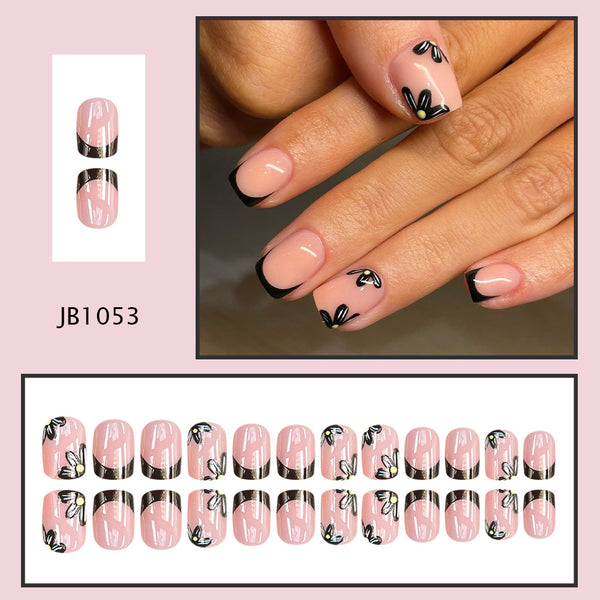 Black Daisy Flower Nail Slices