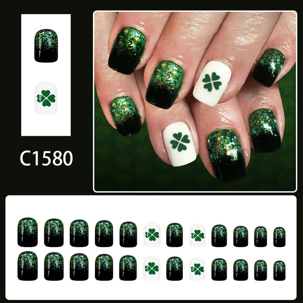 Emerald green four-leaf clover glitter
