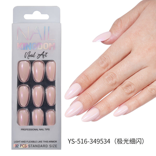 32 Pcs Aurora fine flash short almond manicure