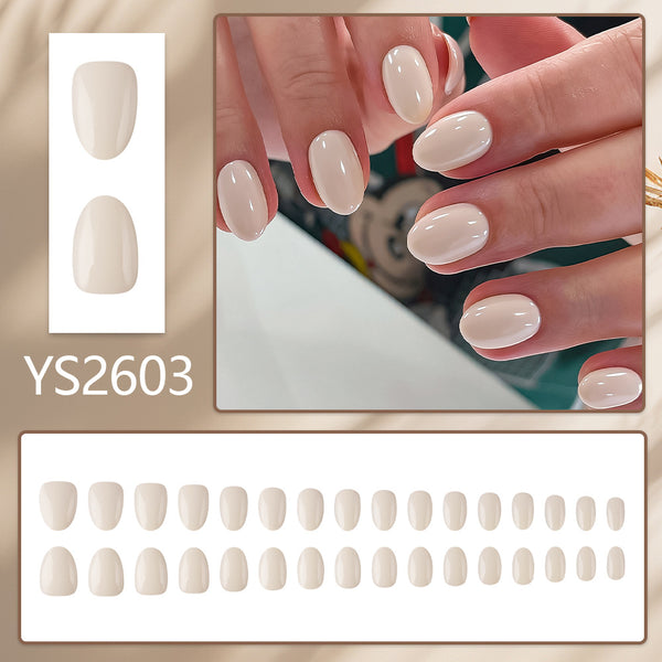 Oval solid color glossy 32 pieces
