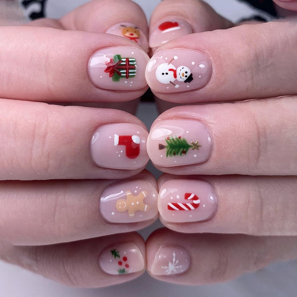 Naked pink Christmas tree snowman gingerbread man