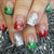 Red green silver glitter white snowflake