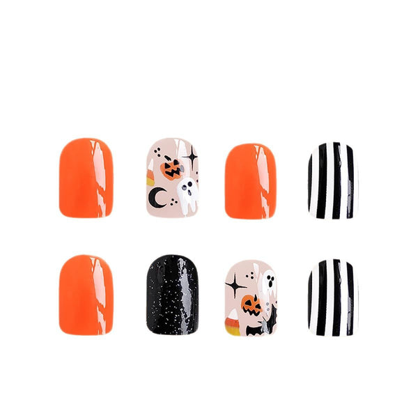 Press on Nail Ghost Bat Pumpkin