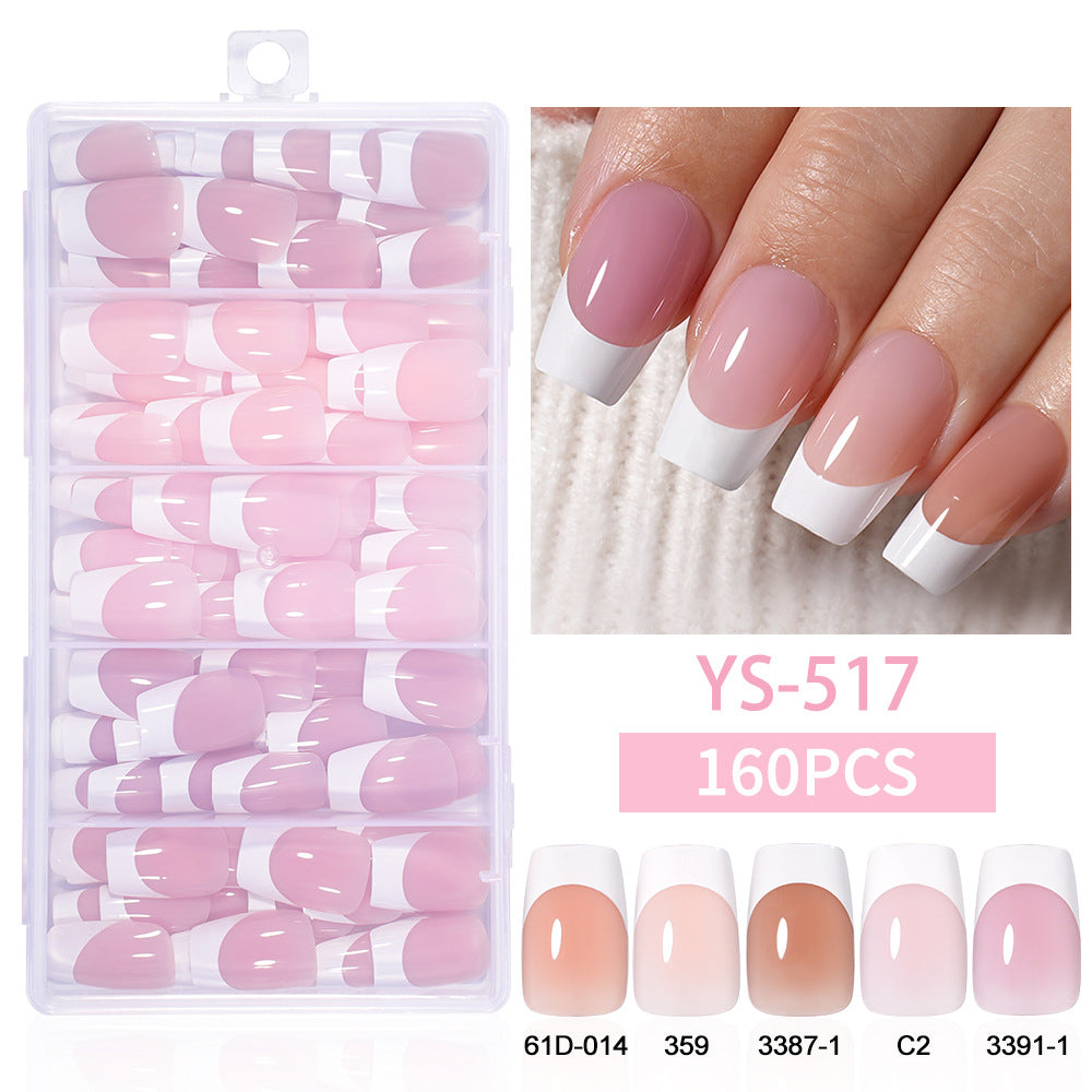 Five-color rectangular almond manicure 150 pieces