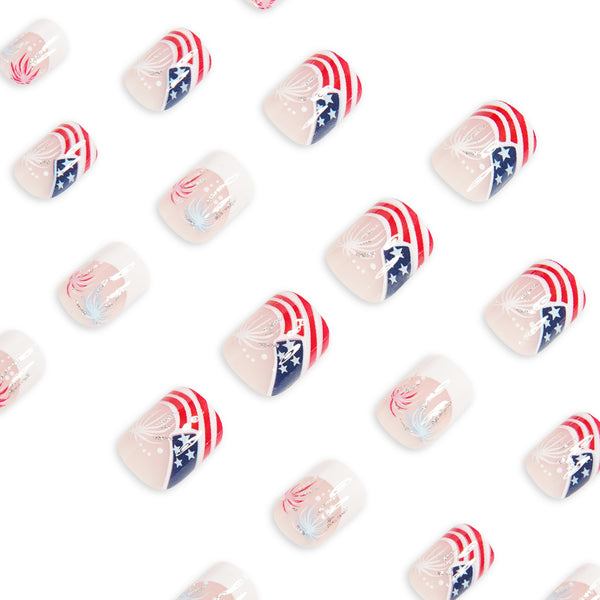 Red and blue color scheme American flag