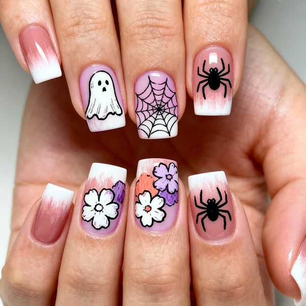 Halloween ombre ghost spider flower