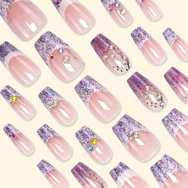 12 Sizes-24 Pcs Press On Nails DZ650-B7