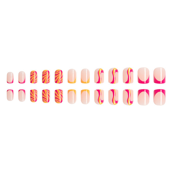 Orange Hill Pattern Nail Enhancement